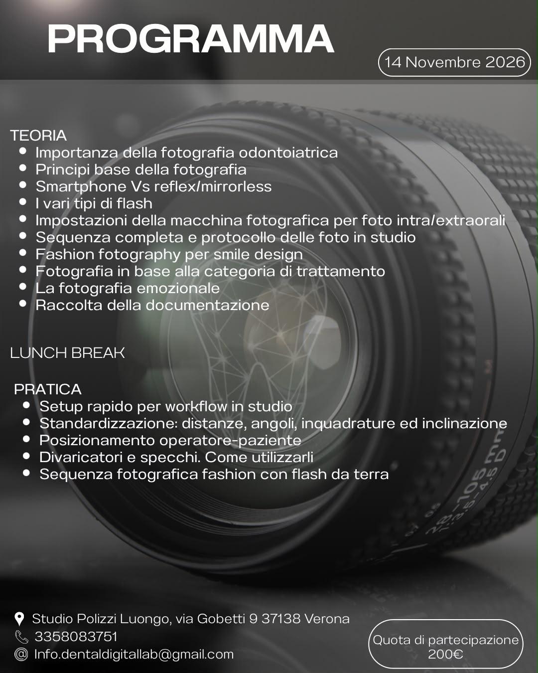 Corso di fotografia odontoiatrica Verona